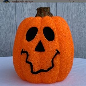 Vintage Popcorn Lighted Halloween Pumpkin jack-o'-lantern 9.5"H